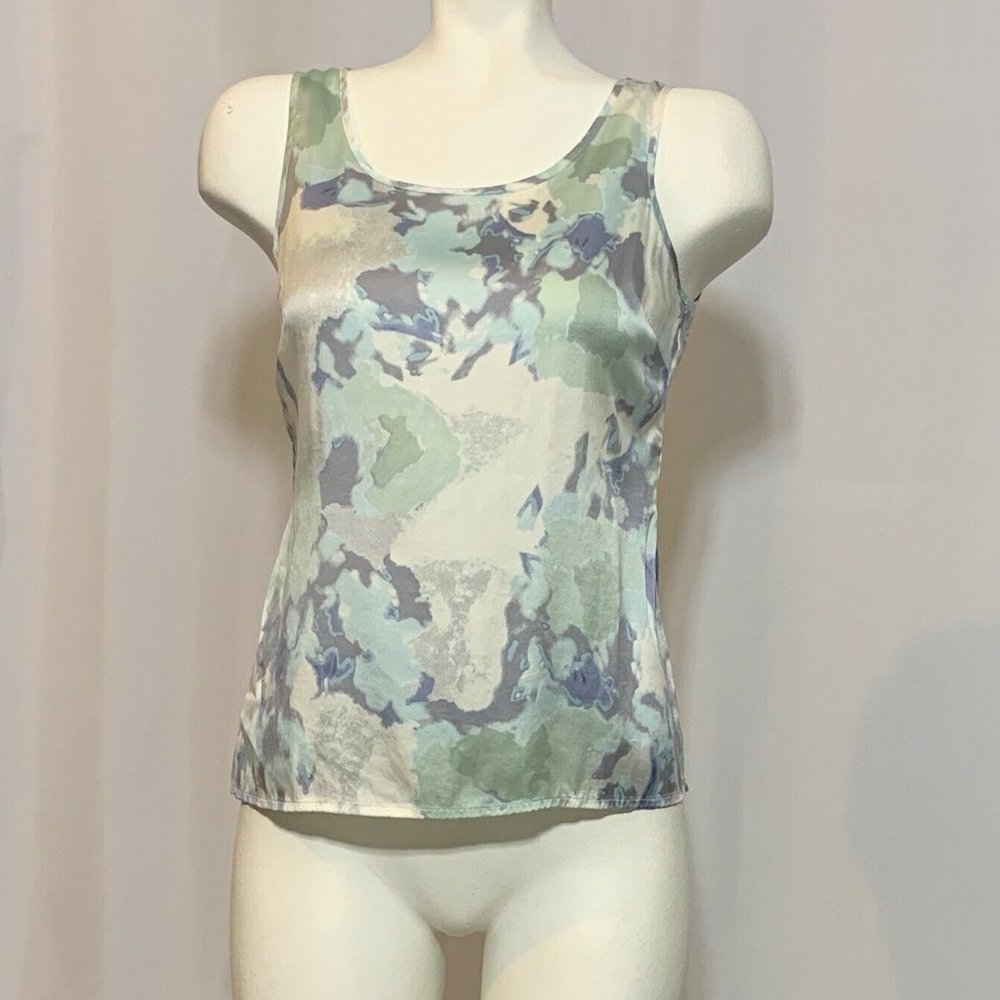 Ann Taylor Green Print Silk Blend XS Petite